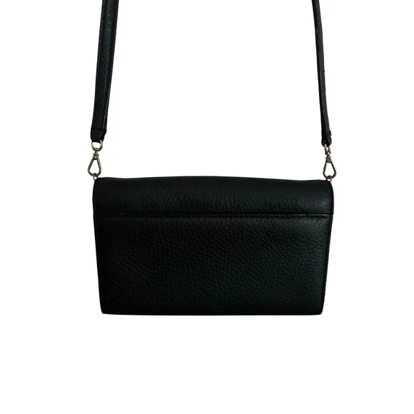 Kate Spade Black Pebbled Leather Crossbody Shoulder Bag Mini Gold Old Money - Picture 6 of 12